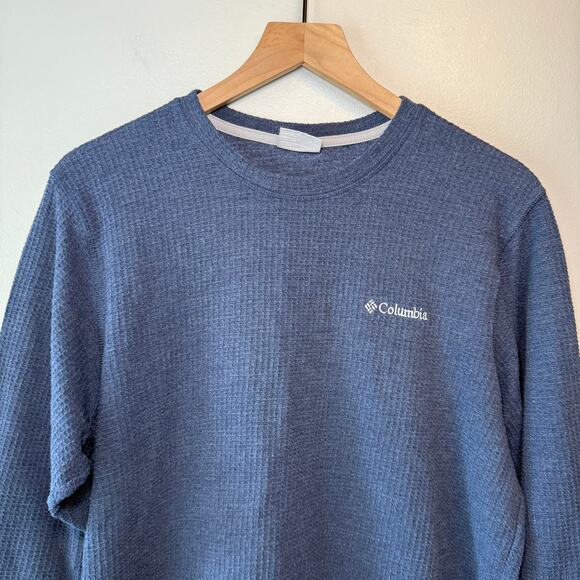 Columbia Men's Waffle Weave Long Sleeve Shirt Navy Blue Size Medium - Picture 2 of 5